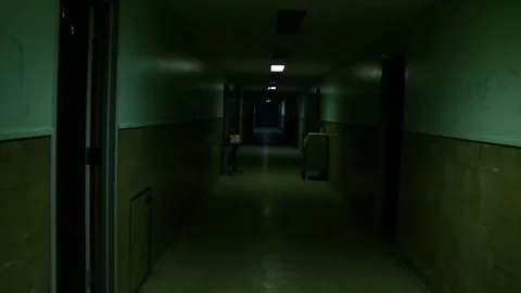 An eerie, dark hallway